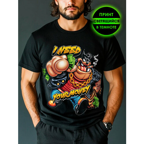 фото Футболка romax tex looney tunes, размер 50, черный