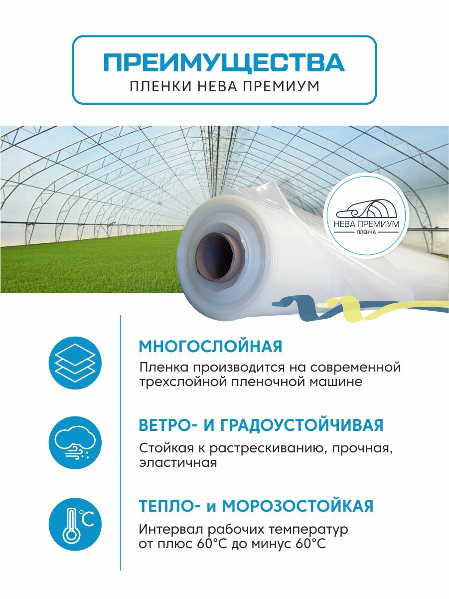 Пленка для теплиц и парников нева премиум 150 мкм, 4х6 м — фото 1