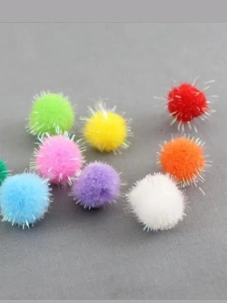 Помпоны декоративные, с люрексом, полиэстер, диаметр 2 см, 50 штук — фото 1