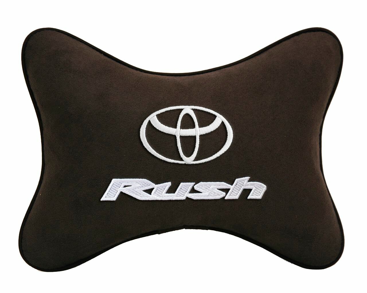 Подушка на подголовник автомобильная коричневая алькантара TOYOTA Rush