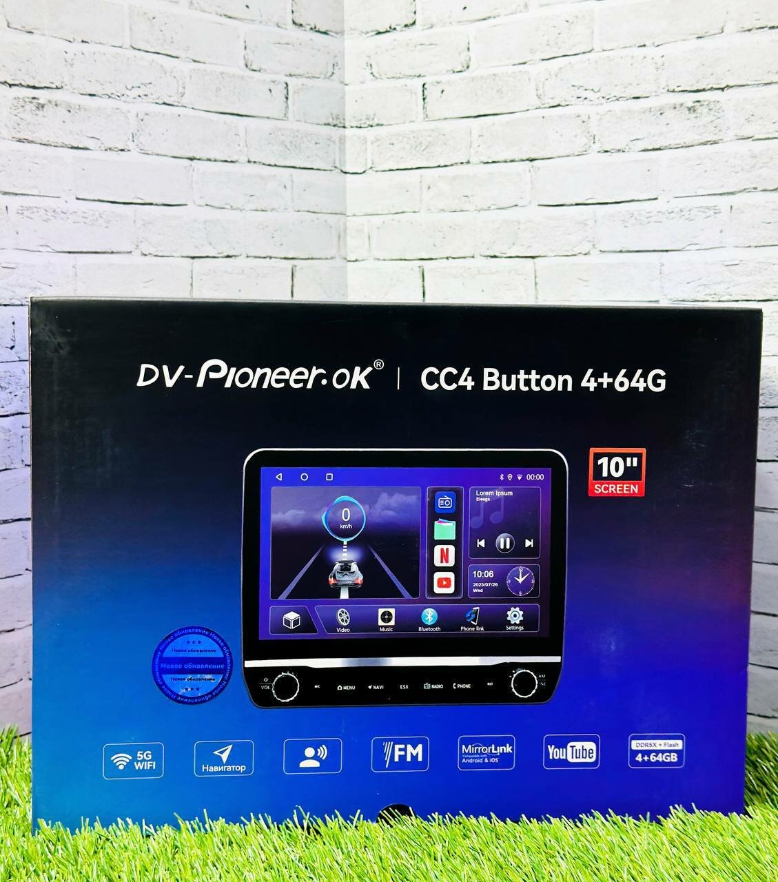 Андроид магнитола 2din dv-pioneer. ok cc4 button 10 дюймов посадочное место 9дюймов 4/64 гб — фото 1