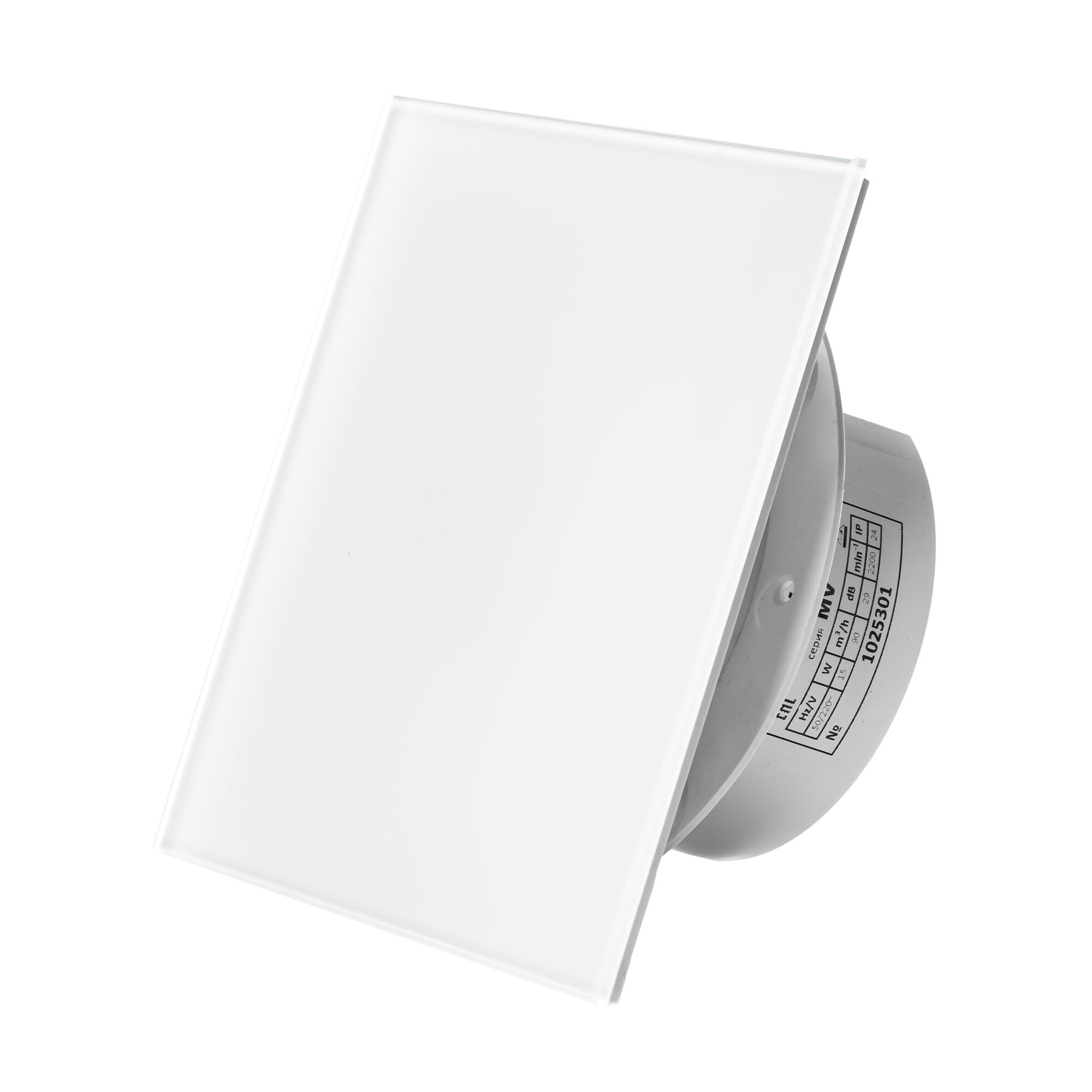 Вытяжной тонкий вентилятор SlimVent МV 100 стекло квадрат белый глянец