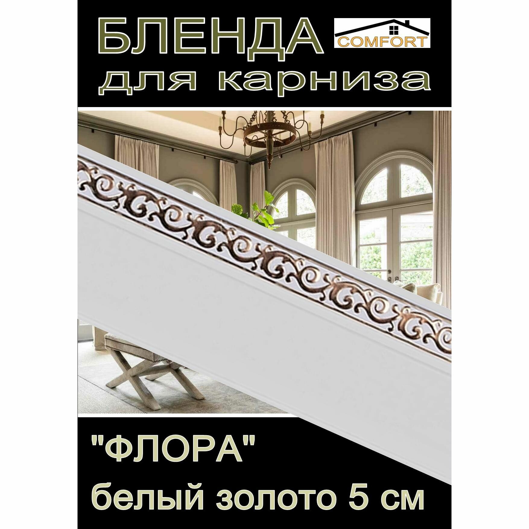 Декоративная планка ( Бленда) для карниза 5см 