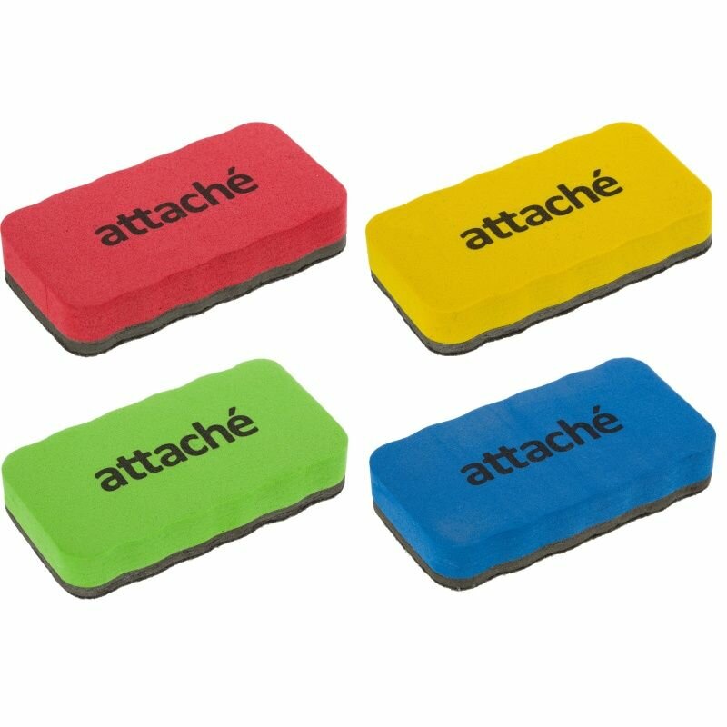 Губка-стиратель Attache Economy магнитная, 105x55 мм, 4 шт