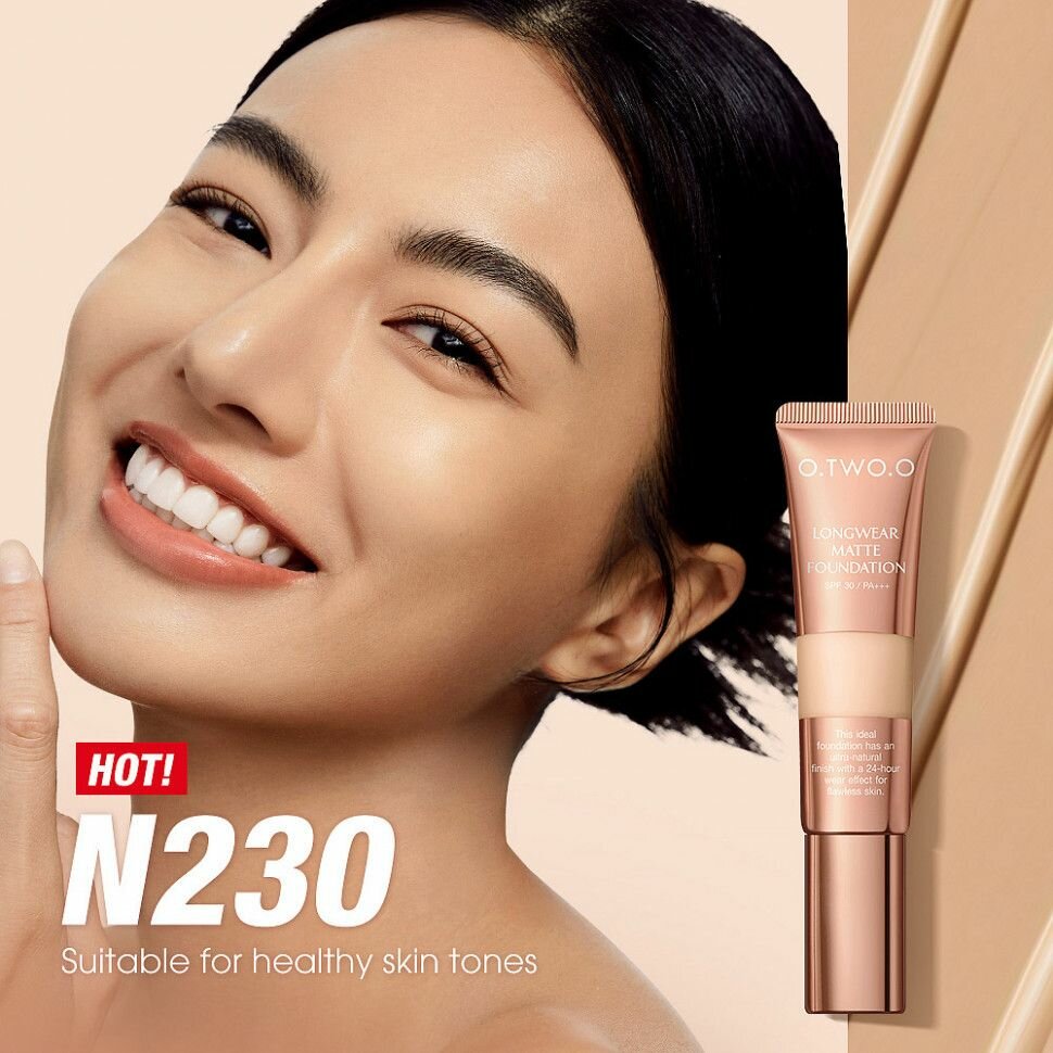 O.TWO.O, Консилер Long Wear Matte Finish Liquid Foundation, в оттенке 230 (Темный Бежевый), 30мл
