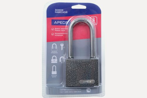 Изображение товара Apecs PD-01-63-L навесной замок цилиндрический стальной корпус, блистер 17535