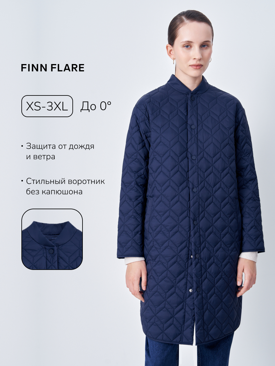 Пальто FINN FLARE Демисезонное, размер M(170-92-98), темно-синий