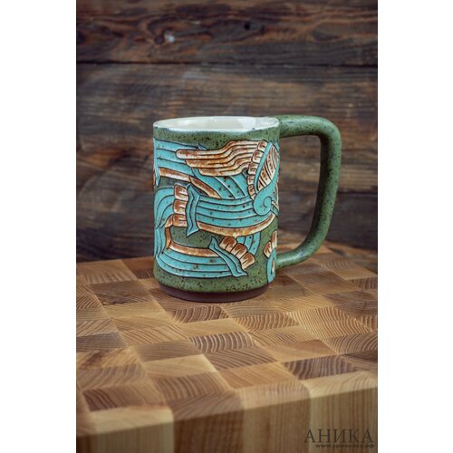 Кружка керамическая ручной работы Кетцалькоатль, 550мл