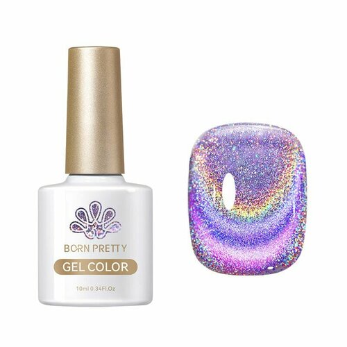 фото Born pretty, rainbow glass cat magnetic gel - светоотражающий гель-лак кошачий глаз rg06, 10 мл