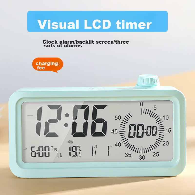 Compas Electronic Student Alarm Clock, Visual Timer, Children's Countdown Time Management Device, 2318 Green, Rechargeable Model