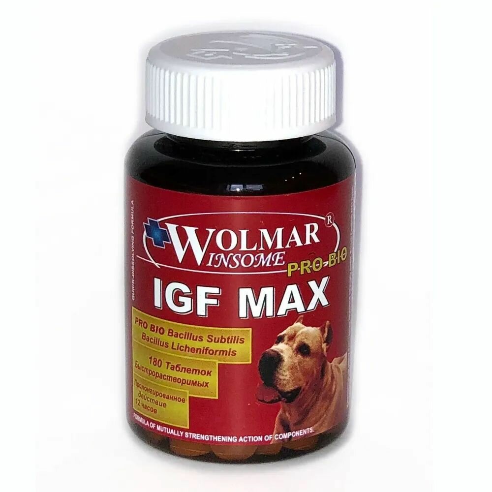 Витаминный комплекс WOLMAR Winsome Pro Bio IGF MAX , оптимизатор питания для щенков и собак крупных пород , 180 таблеток