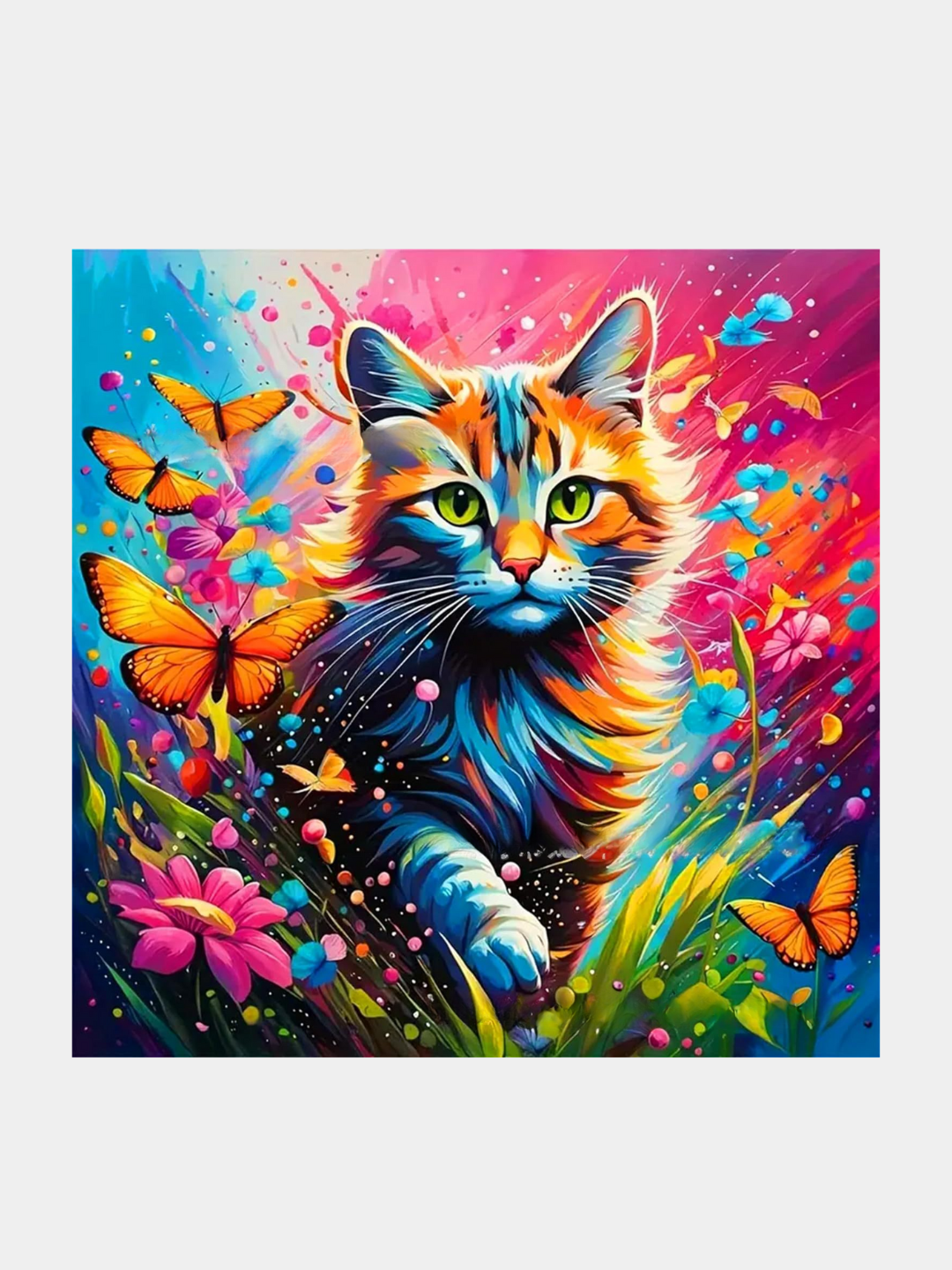 Алмазная мозаика с изображениями кошки, картина алмазная по номерам, стикеры для детей, набор для творчества — фото 1