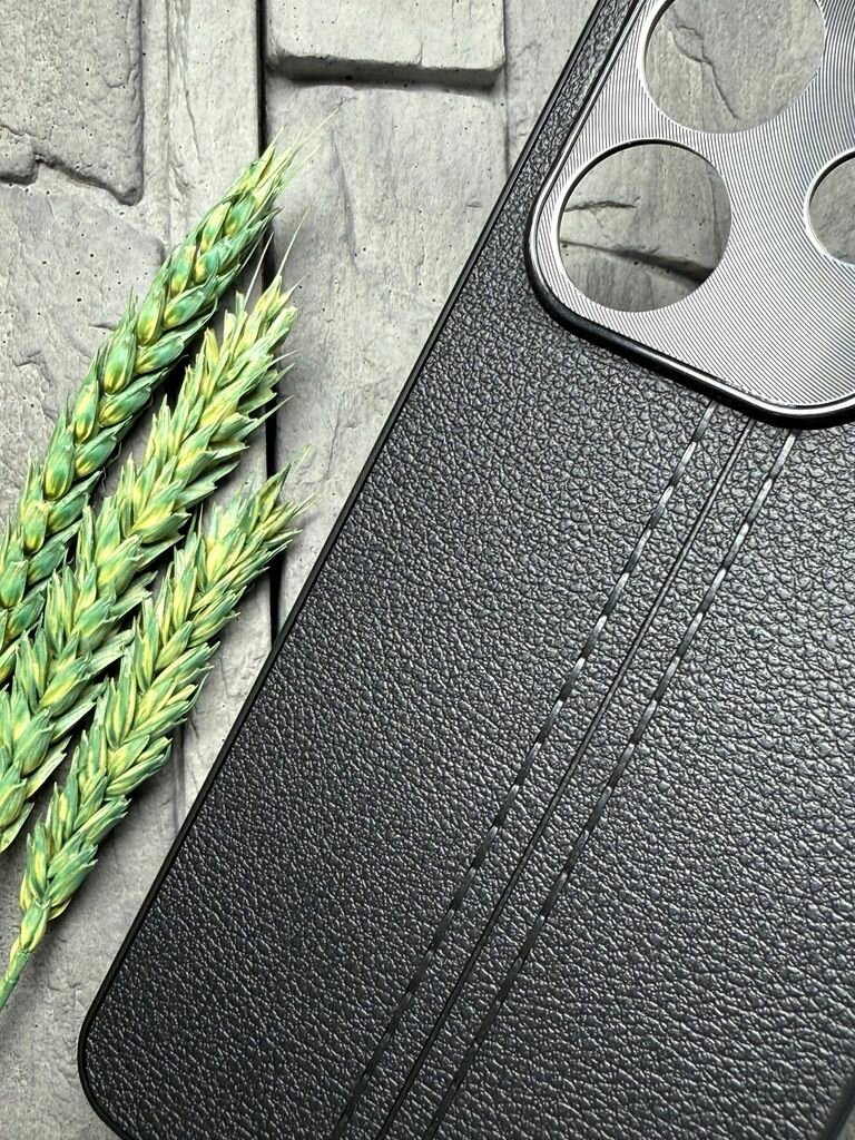 Изображение Чехол противоударный для Xiaomi Redmi Note 14 4G ( Сяоми Редми Ноут 14 4джи ) с защитой камеры, текстура кожи, черный