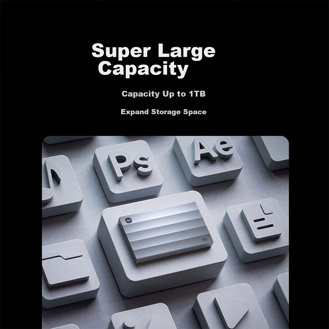 Картинки Xiaomi (MI) 1TB Type-C USB 3.2 Portable Solid State Drive (PSSD), NVMe Read Speed 2000MB/s, Direct Phone Connection, Compatible with Computers, Laptops, Tablets, And Car Use