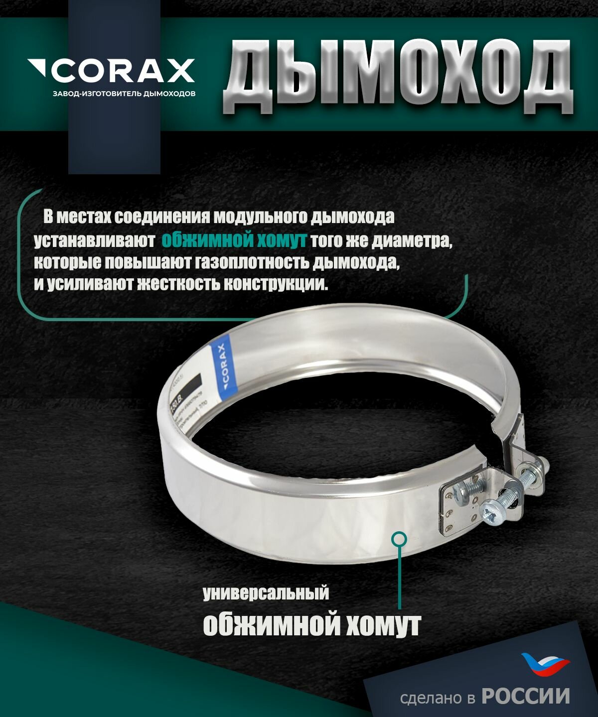 Элементы Дымохода Старт на утепленную трубу (430/0,5х430/0,5) Ф115х200 Corax
