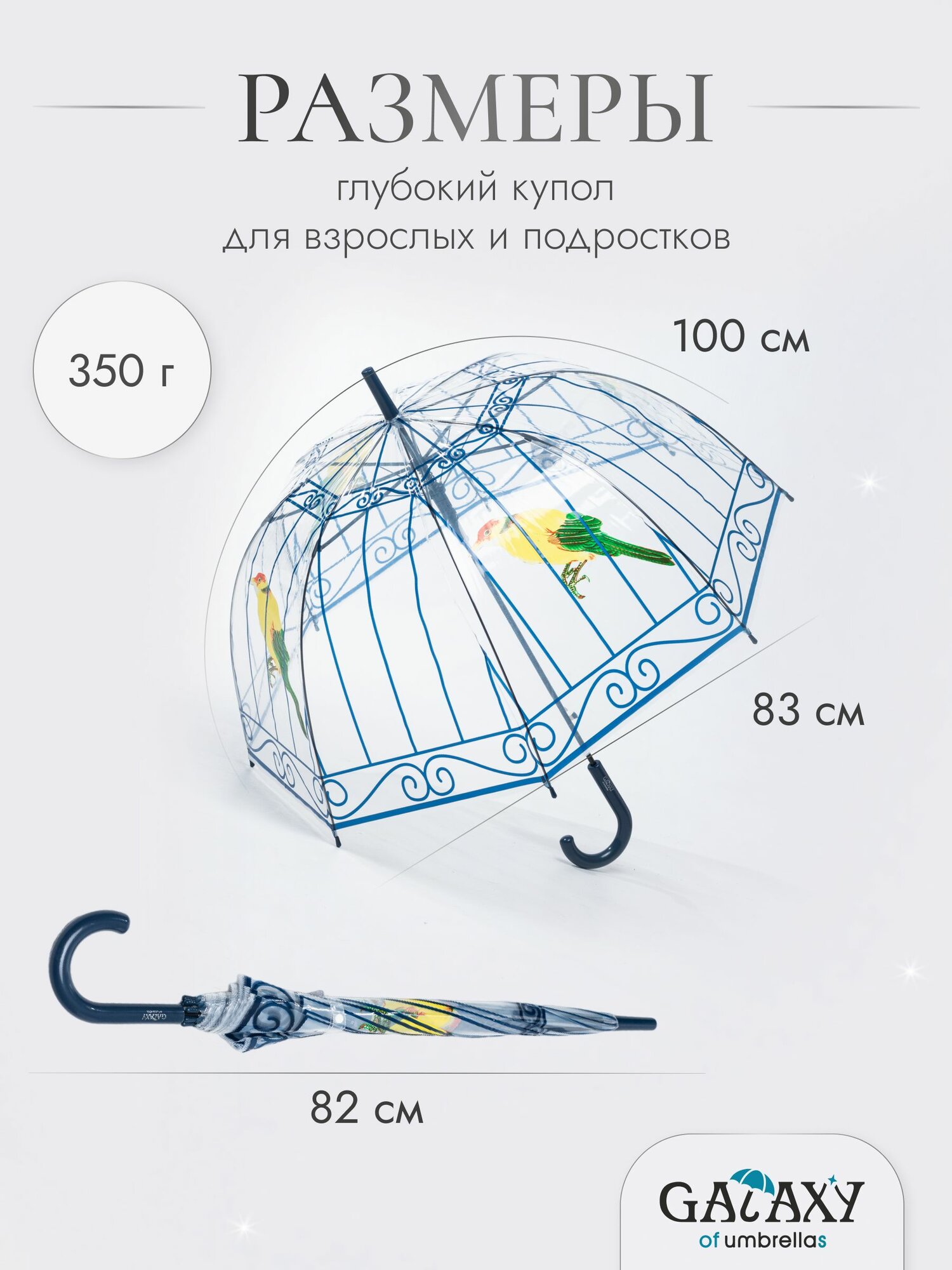 Зонт-трость GALAXY OF UMBRELLAS, синий — фото 1