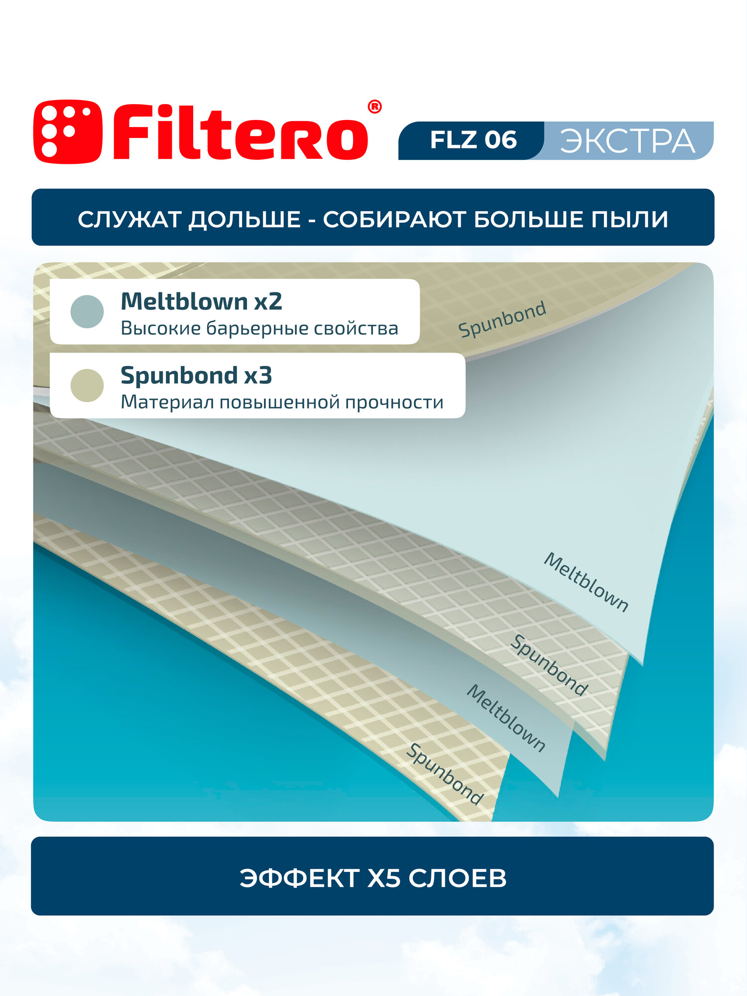 Мешки-пылесборники Filtero FLZ 06 Экстра, для пылесосов Zelmer, синтетические, 3 штуки — фото 1