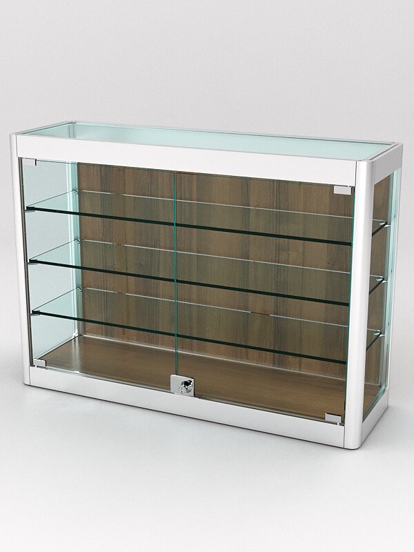 Витрина из профиля настенная "вайб ИКС" №3-3П-ДСП-220 (задняя стенка ДСП), Орех