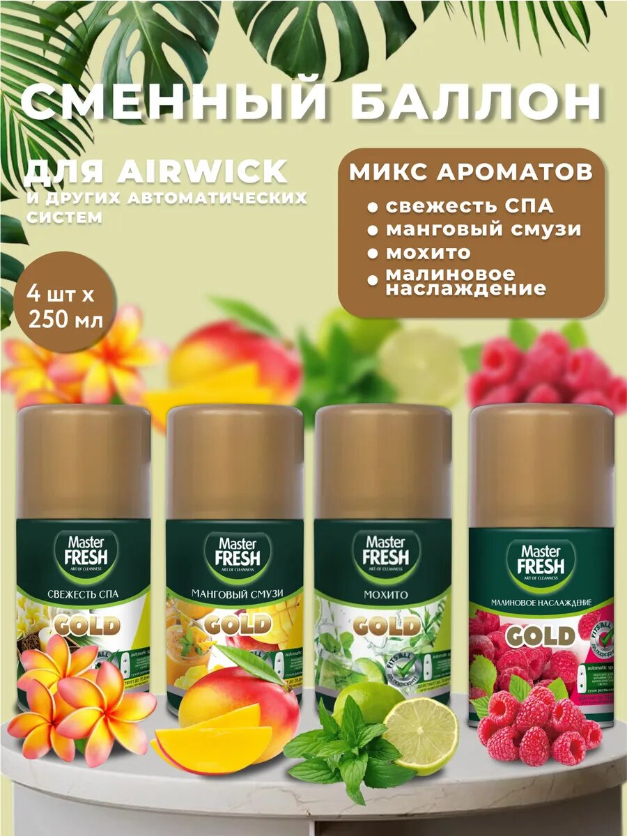 Освежитель воздуха Сменный баллон (для Airwick) 4шт по 250мл