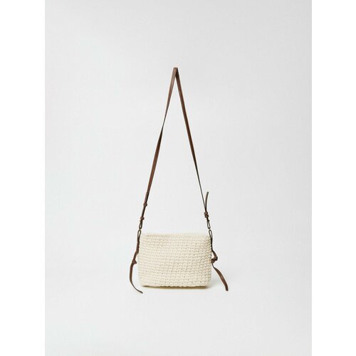 Сумка кросс-боди Sela, фактура плетеная, серо-бежевый