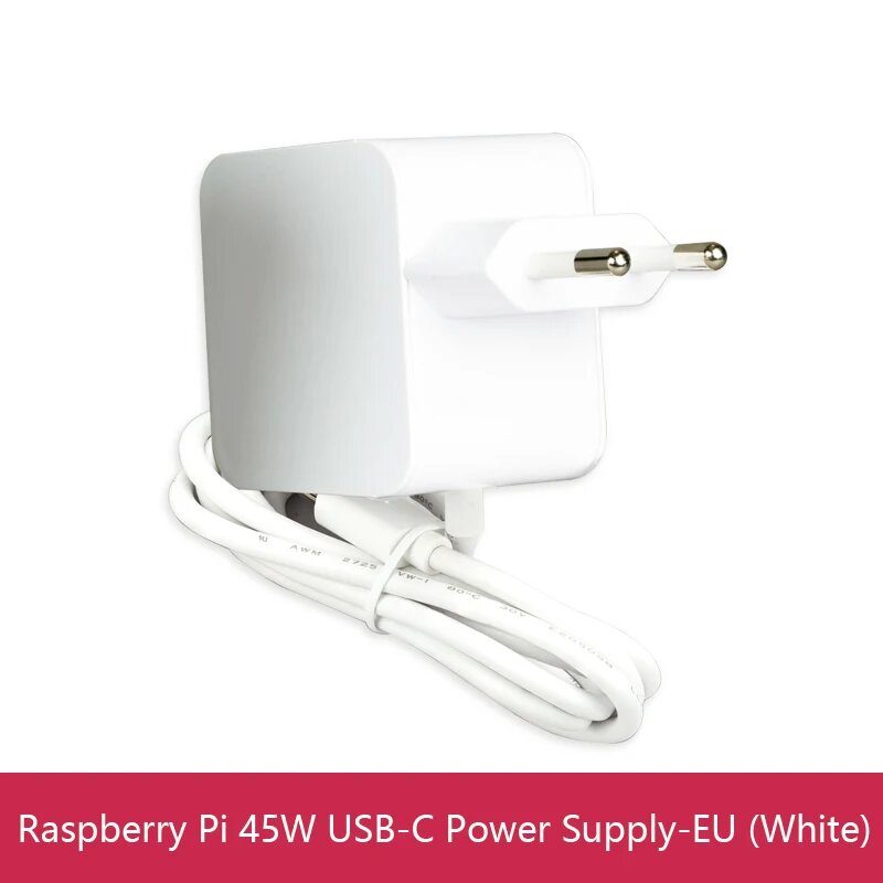 Оригинальный блок питания Raspberry Pi 27 Вт для Raspberry Pi 5, 45W USB-C White-EU