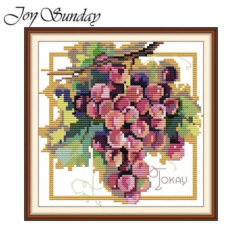 Набор для вышивки крестом Bunch of Grapes DMC 14CT/11CT, 14CT HD Printed, Бордовый