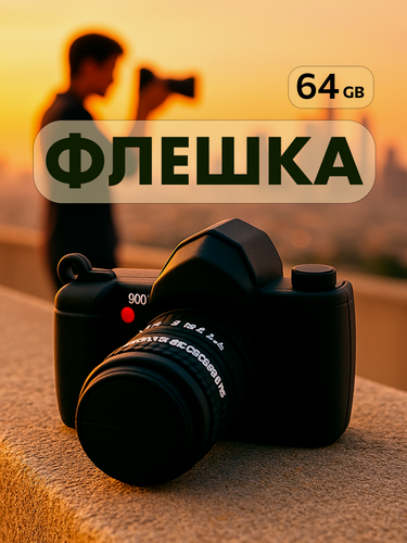 Изображение товара Флешка Фотоаппарат 64 гб, USB накопитель 64 gb, Flash карта подарок, Подарочная флэшка, Прикольная юсб память