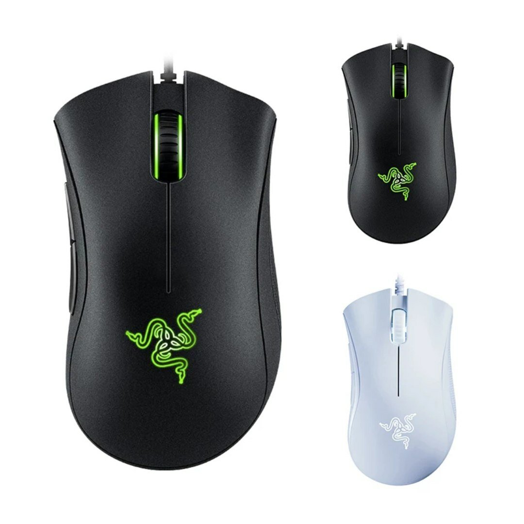 Мышка игровая Razer Deathadder Essential, оптическая, лазерный сенсор, 8000DPI, бесшумное нажатие, чёрная
