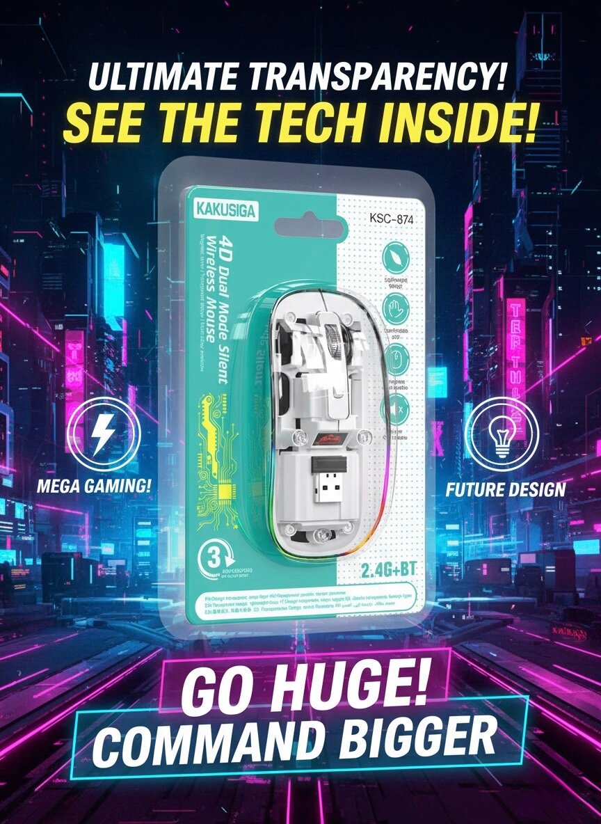 KAKUSIGA KSC-874 – 4D двухрежимная беспроводная мышь (2.4G + Bluetooth)