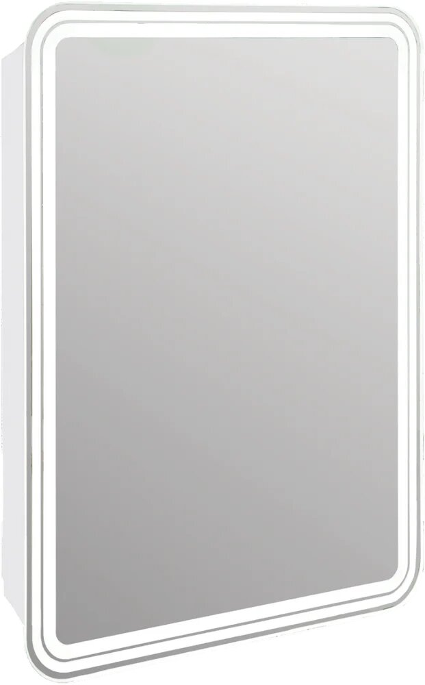 Зеркало шкаф Emmy Мадрид 50 L со светодиодной подсветкой  50 см  с сенсорным управлением  с розеткой  белое  в современном стиле