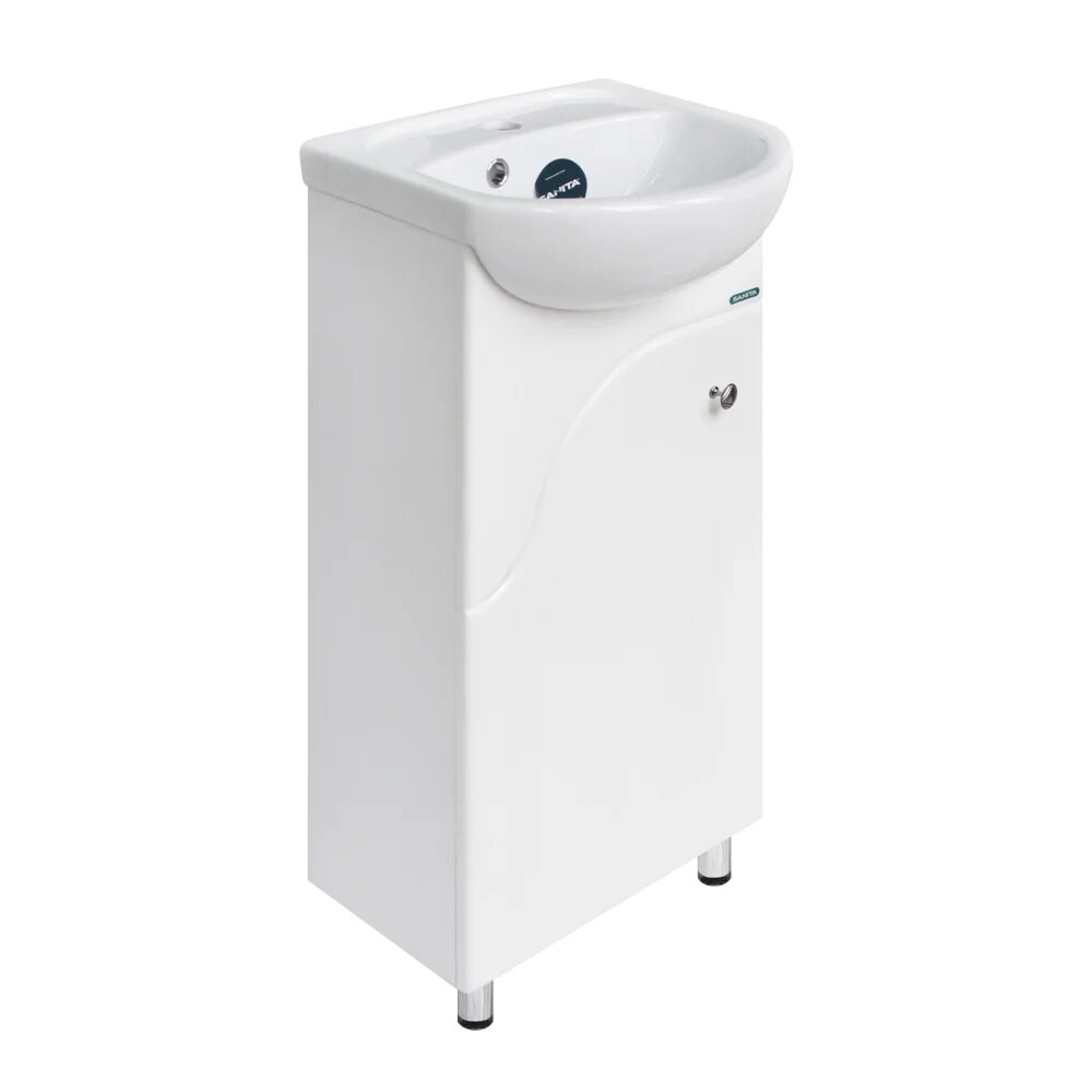 Тумба с раковиной Sanita Манго 40 напольная, глянцевая белая