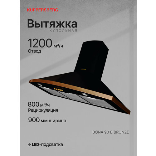 фото Купольная вытяжка kuppersberg bona 90 антрацит бронза