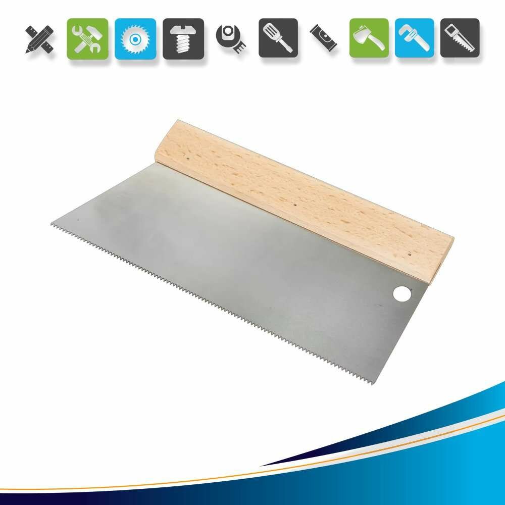 Шпатель зубчатый для клея Dominus 250 мм S3 нержавеющая сталь