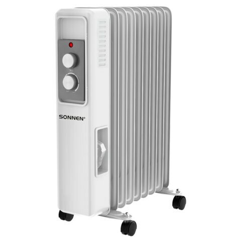 Радиатор масляный Sonnen 457780 DFS-9E, 9 секций, 2000 Вт, 3 режима, механическое управление, белый