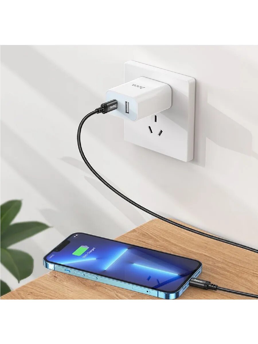 Кабель X89 Wind iP USB Type-C (m)-Lightning (m) 1м черный — фото 1