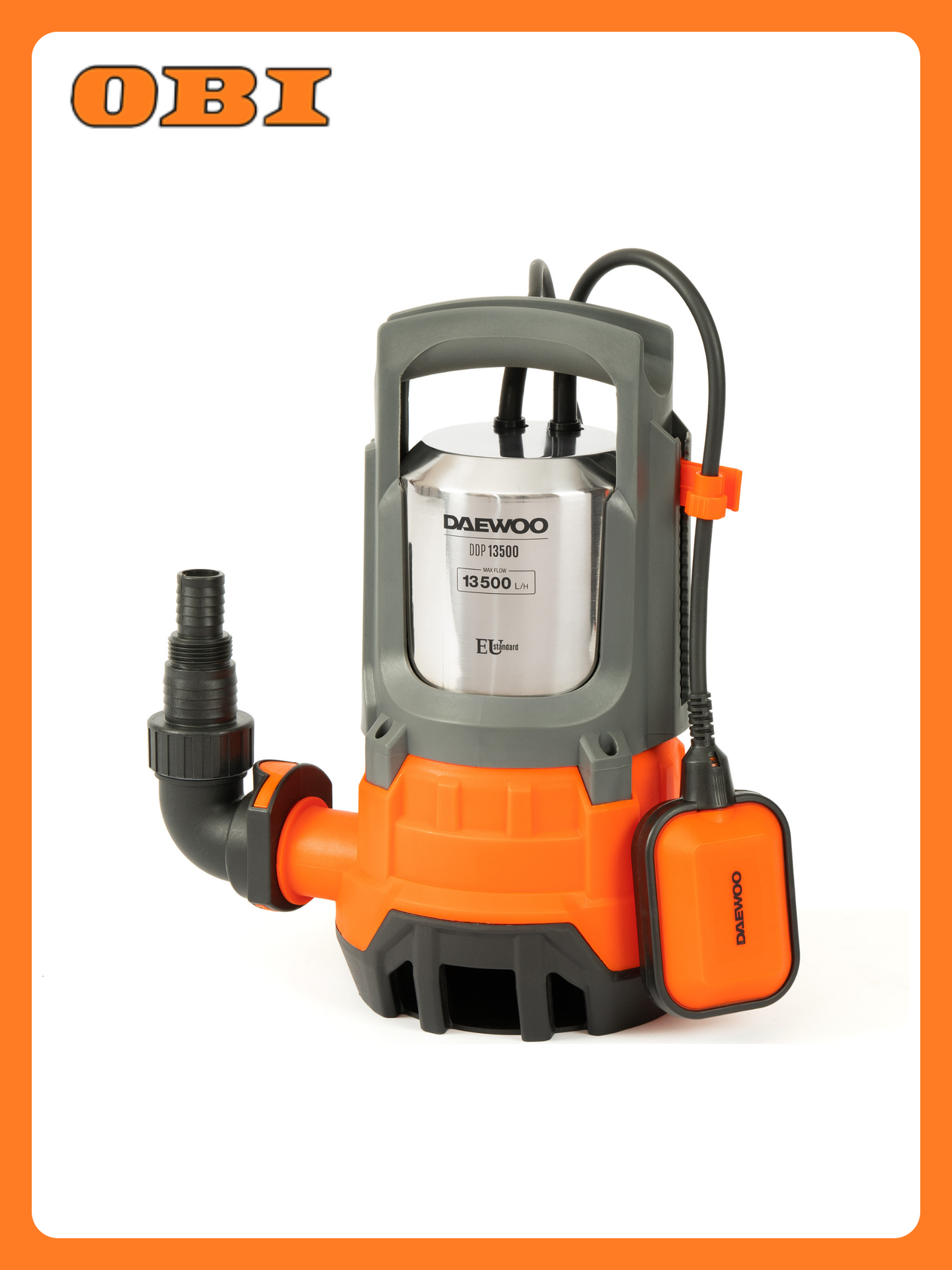 Насос погружной дренажный DAEWOO DDP 13500 750Вт 135м³/ч глубина 7м оранжевый