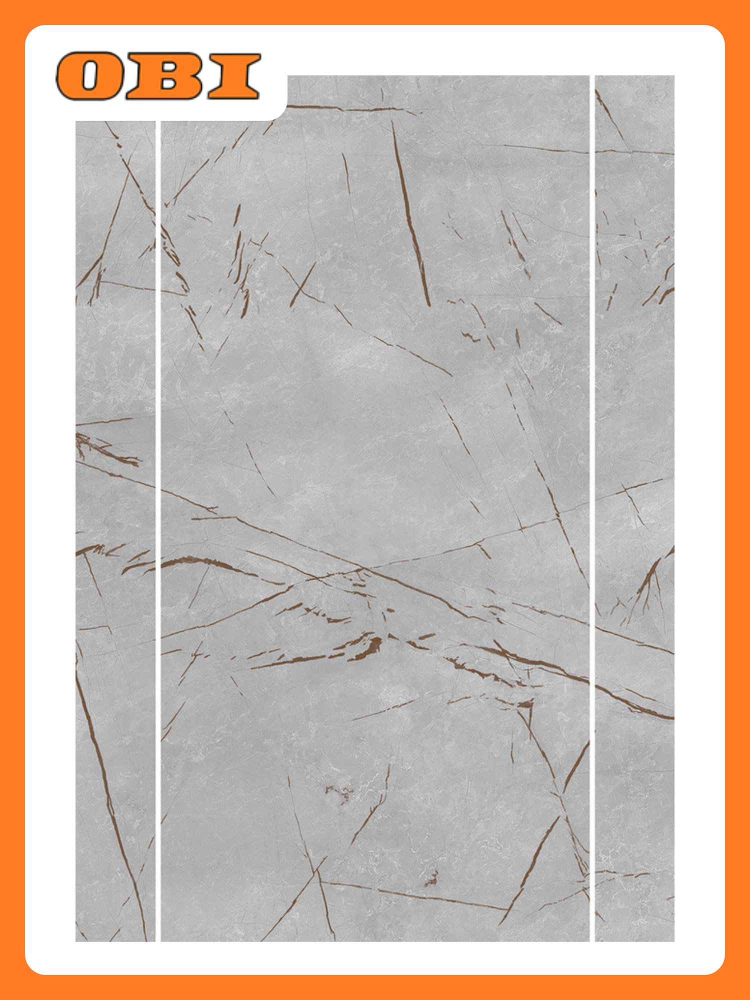 Панель ПВХ Stella Light Slim, влагостойкая, для ванной, мрамор грей, 25x260 см