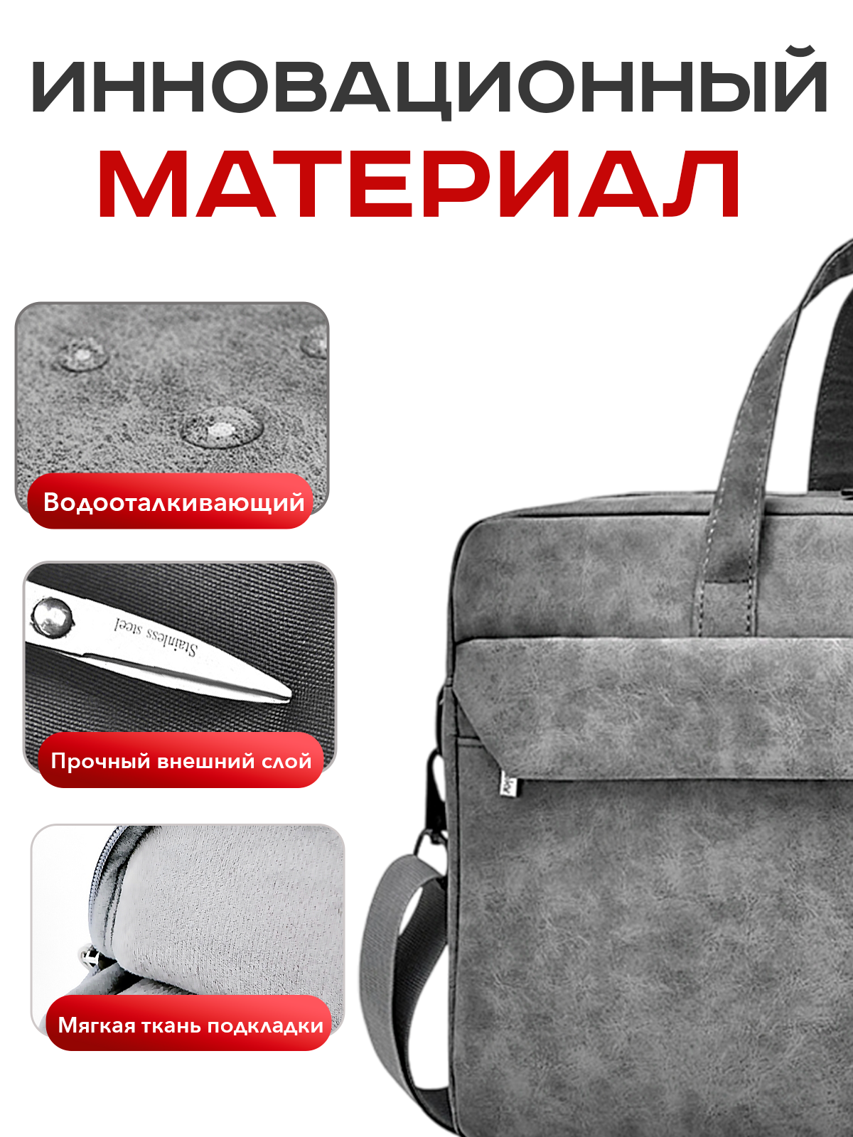 Сумка Milooky, для ноутбука, полиэстер, внешнее отделение, плечевой ремень, темно-серый — фото 1