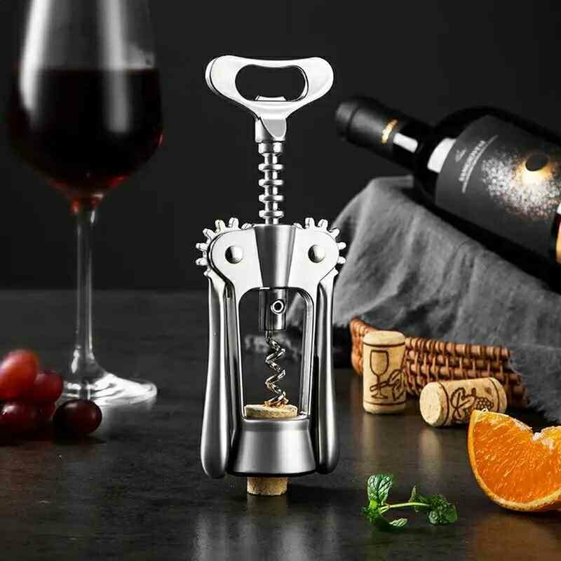 Штопор для вина, механический, нержавеющая сталь, серого цвета