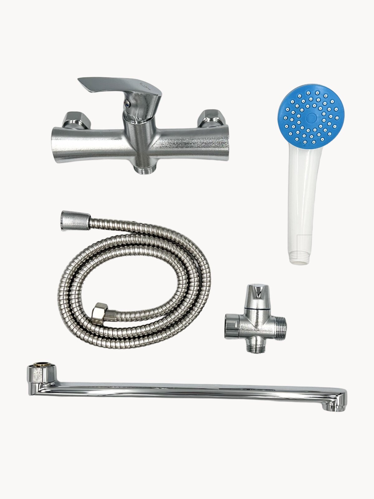 Смеситель для ванны с душем, с длинным поворотным изливом, кран для ванной, Solone FAB6-A020, хром