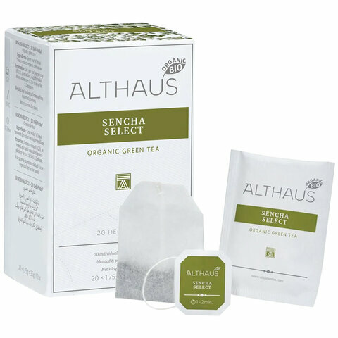 Чай ALTHAUS "Sencha Select", германия, зеленый, 20 пакетиков по 1,75 г, TALTHB-DP0033