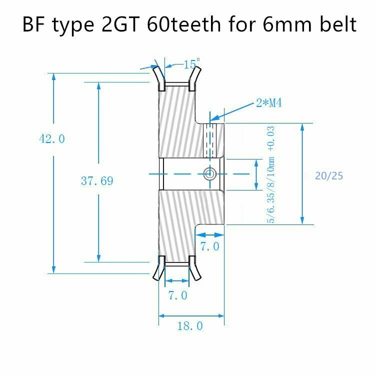 Шкив зубчатый GT2 40 зубьев, 8мм для ремня 6мм