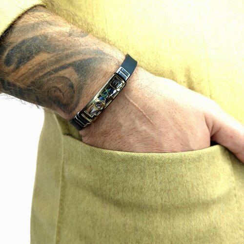 фото Браслет, металл, 1 шт., черный, серебряный нет бренда