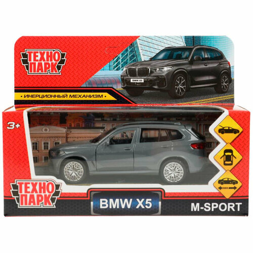 Модель X5-12-GY BMW X5 M-SPORT 12 см, двери Технопарк в коробке модель машины технопарк bmw x5 m sport серебристая инерционная металлическая 12 см двери багаж x5 12 sr