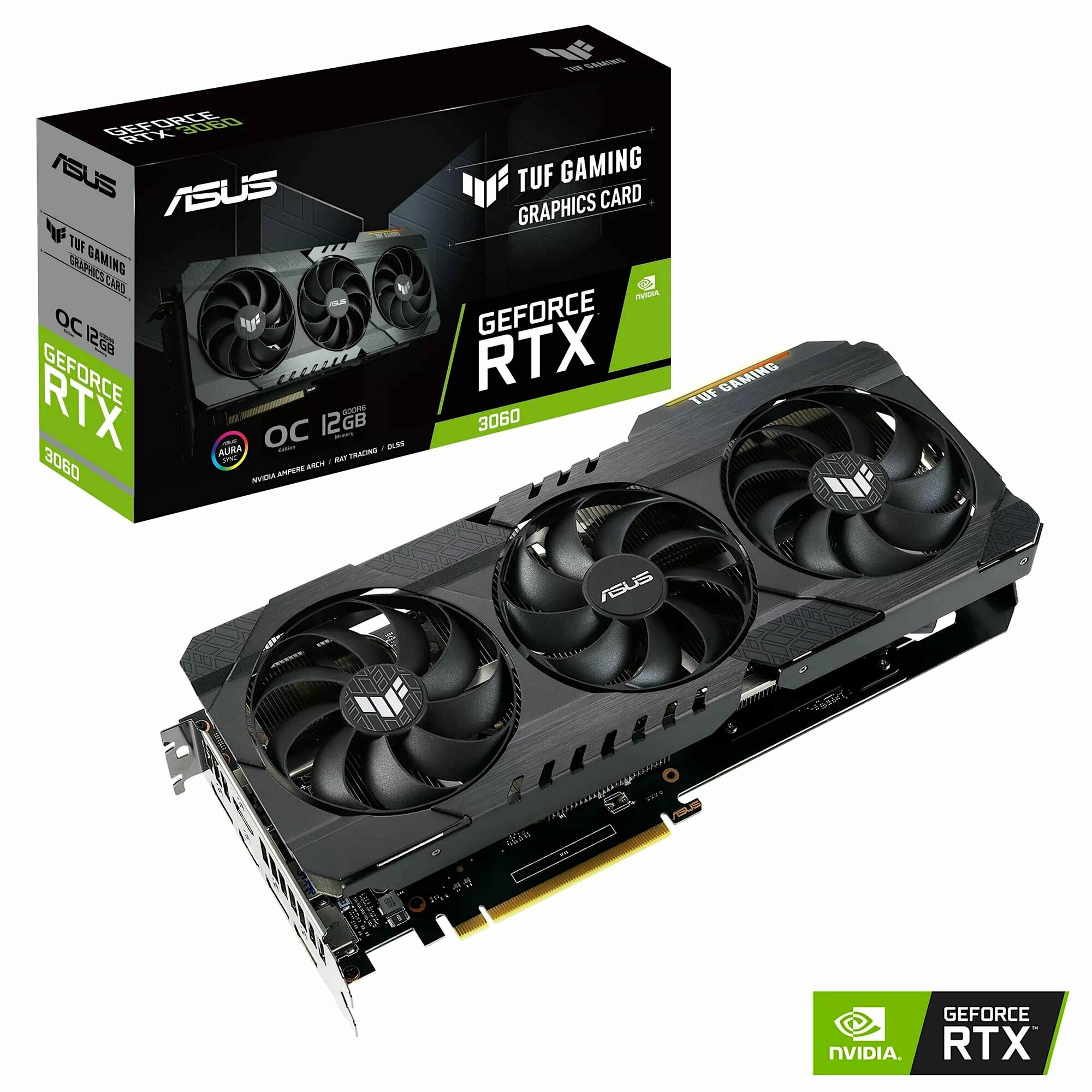 Видеокарта ASUS TUF Gaming GeForce RTX 3060 V2 OC Edition 12GB (TUF-RTX3060-O12G-V2-GAMING), Retail