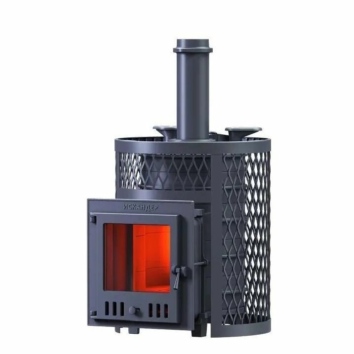фото Чугунная дровяная печь для бани Искандер ЗК 25 Ураган