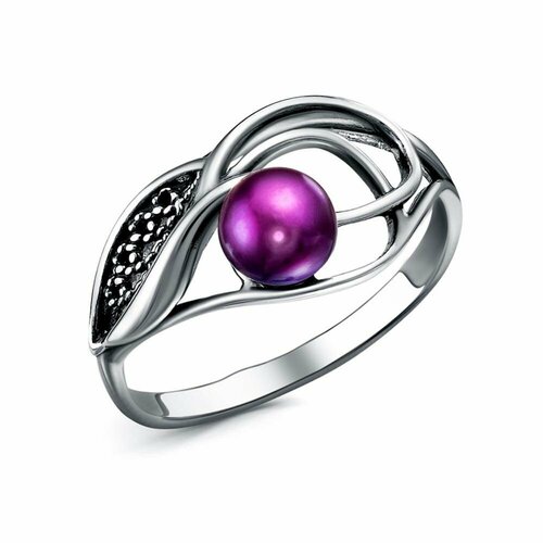 Кольцо Красная Пресня, жемчуг культивированный, размер 18.5, ширина 11 мм, фиолетовый кольцо formygirl аметист жемчуг культивированный размер 17 5 фиолетовый белый
