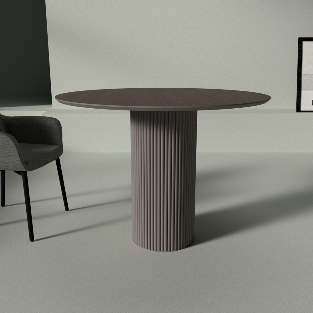 Стол кухонный Open Design для кухни и столовой, круглый, из шпона, МДФ, металла и дуба коричневый/палисандр