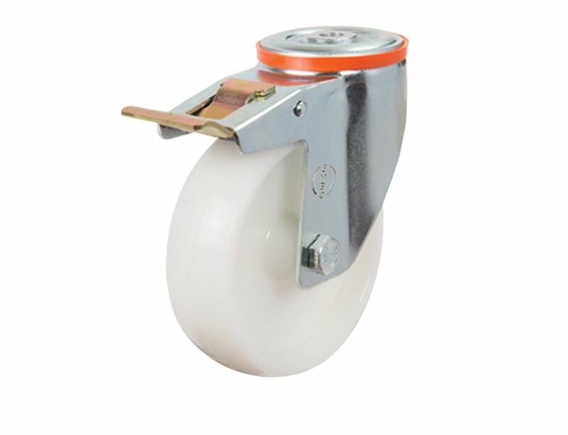 фото Колесо с кронштейном, креплением под болт и тормозом D 100 мм до 140 кг EMES EM04ZKZ100X30F