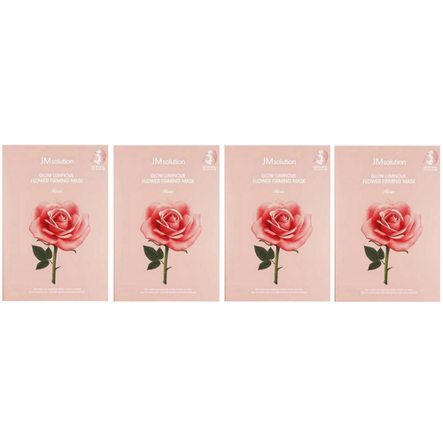 Тканевая маска для лица JMsolution с экстрактом розы, Glow Flower Firming Mask Rose, 30 мл, 4 шт маска для лица shiseido массажная маска для улучшения упругости кожи firming massage mask